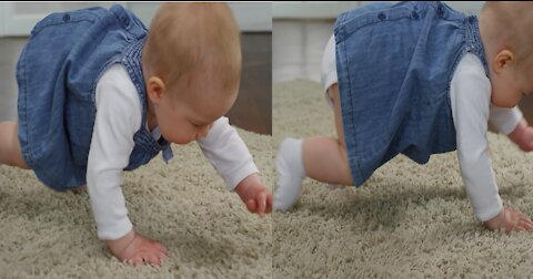 Small Baby Walking On Knees without pads