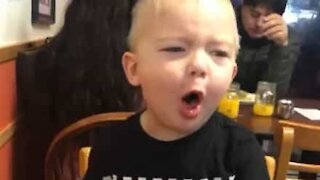 Little boy instantly regrets trying spicy sauce