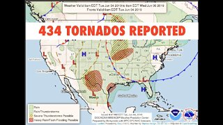 Extreme Weather, Global Event, 434 Tornados, Major Flooding, Hail Storms & Heat Waves, June 4, 2019