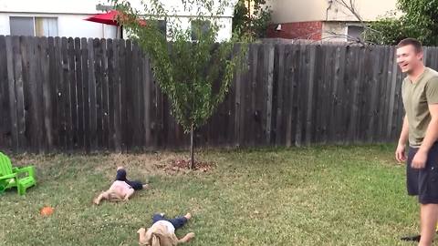 Adorable Twin Tots Fail In Side Flipping