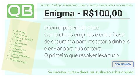 Enigma para membros - 10 de 12 - 0.0595 BNB