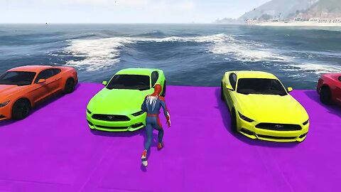 GTA V Mega Ramp On Bikes, Fighter Jets & Boats By Monster Trucks , Cars Spider man Racing Challenge