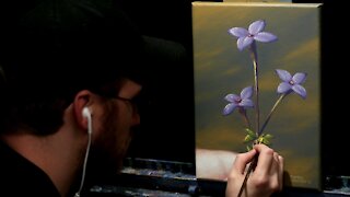 Acrylic Painting of a Spring Wild Flower - Time Lapse - Artist Timothy Stanford