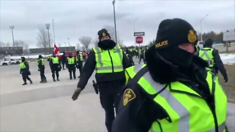 Police Escorts Protestor Away From Ambassador Bridge *HEAVY POLICE PRESENCE*