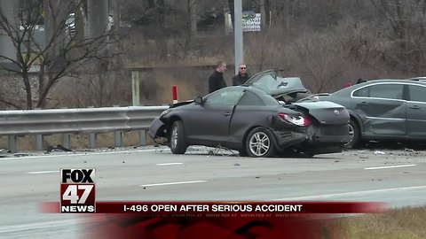 I-496 open after serious crash Friday morning