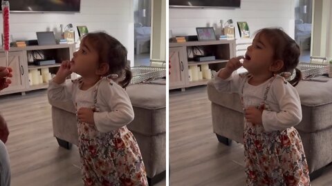 Girl adorably starts crying after dad says candy is bad #Shorts