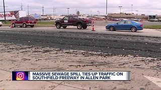 Massive sewage spill ties up traffic on Southfield Freeway in Allen Park