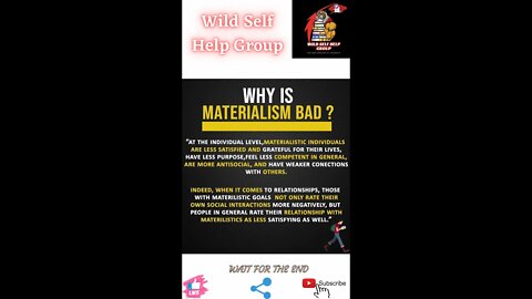 🔥Why is materialism bad🔥#shorts🔥#motivation🔥#wildselfhelpgroup🔥20 march 2022🔥