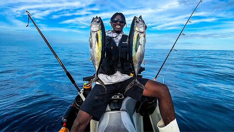 Catching Tuna Fish 1 Mile off Miami's Beaches JET SKI Fishing