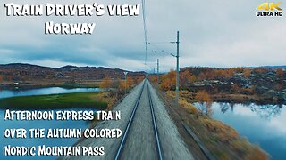 4K CABVIEW: Autumn Color Express train over the mountain pass