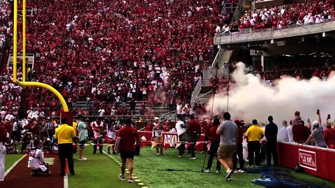 Texas vs Arkansas storm the field