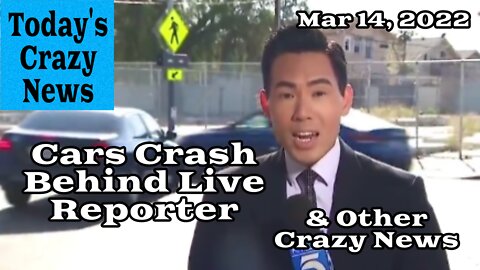 Today's Crazy News - Cars Crash Behind Live Reporter