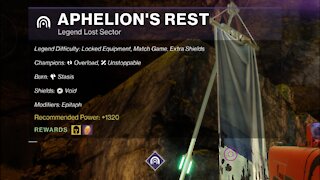Destiny 2, Legend Lost Sector, Aphelion's Rest on the Dreaming City 9-17-21