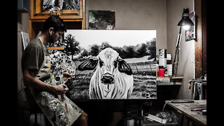 REALISTIC COW PAINTING!! PRO TIPS ON PAINTING!