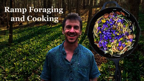 Ramp Foraging and Cooking. Sustainably harvesting Wild Leeks and Stir fry recipe. Bushcraft cooking.