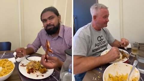 Canadian’s friends laugh at ironically reversed eating techniques