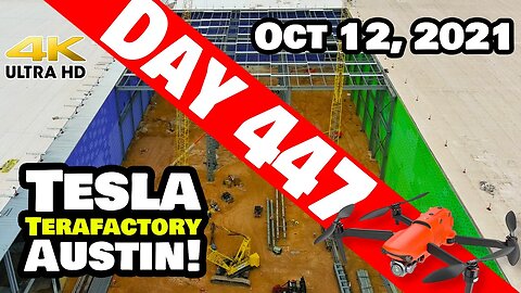 Tesla Gigafactory Austin 4K Day 447 - 10/12/21 - Tesla Texas - DRIVE UNIT STEEL WORK IS CRANKING!