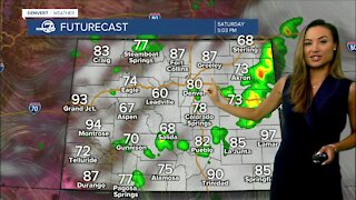 Cooler, with scattered storms Saturday