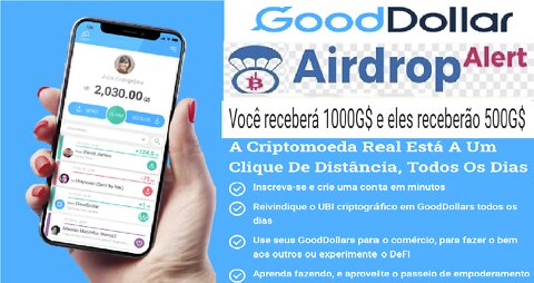 Airdrop GOODDOLLAR - Receba 500 token G$ no registro | Claim de 50 token diario | Por Refer. 1000
