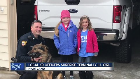 Hartland girl fighting brain tumor gets surprise visit from K9 units