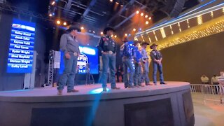 National Finals Rodeo champions meet and greet fans in Downtown Las Vegas