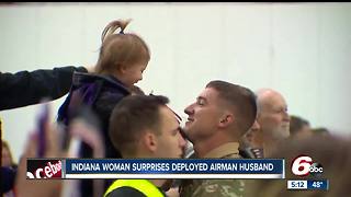 Woman surprises husband during military welcome home celebration
