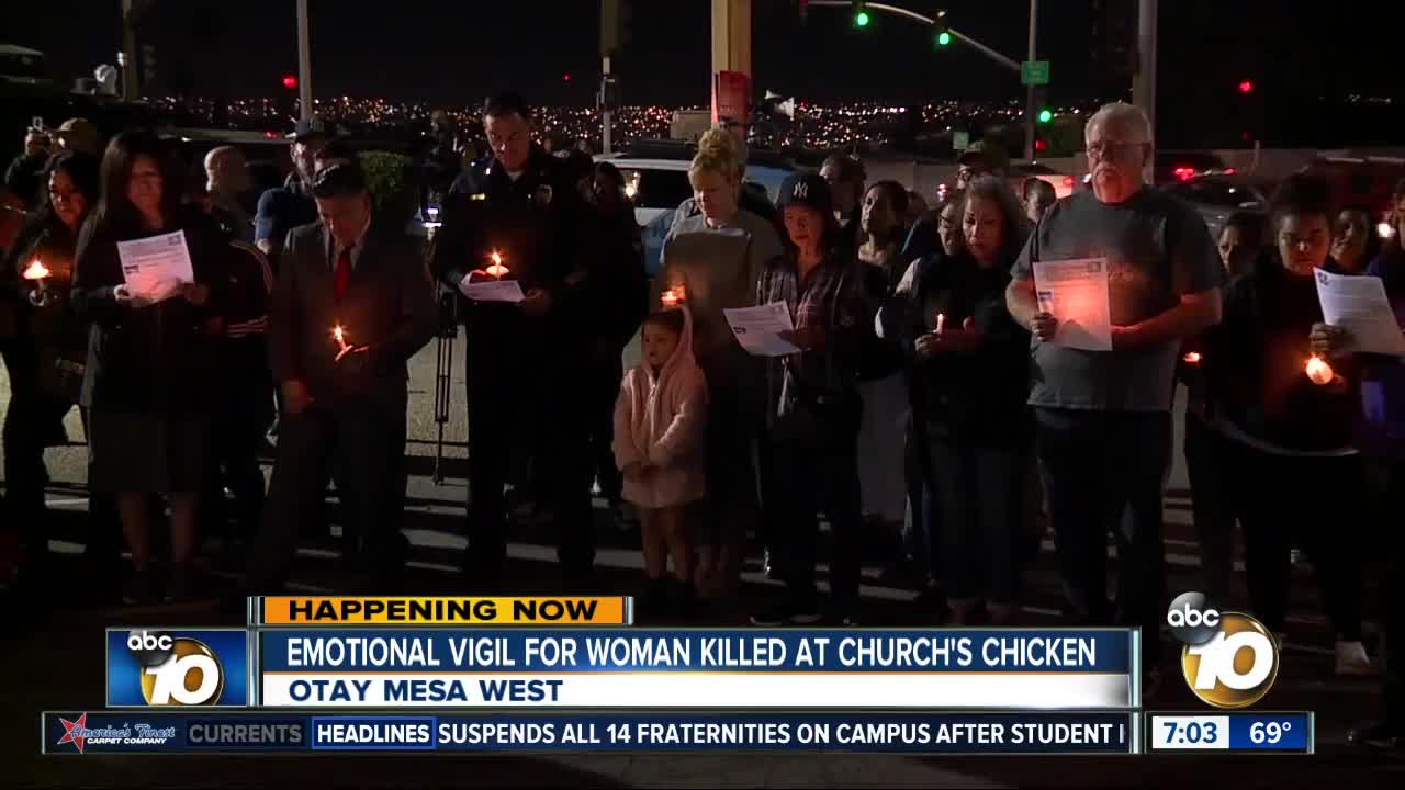 Vigil for young woman killed in Otay Mesa Church's Chicken
