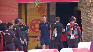 Spain leave team hotel after being knocked out by Morocco