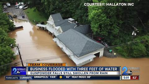 Gunpowder Falls floods roads, business