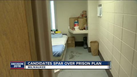 Candidates spar over prison plan