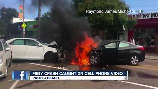 Fiery crash on Pacific Beach street caught on video