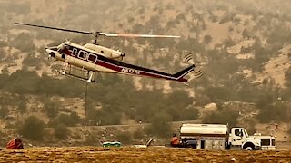 Bell 212 takes off from Horse Creek Helibase