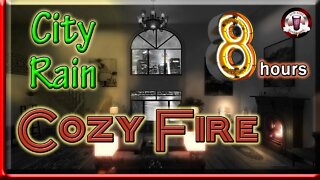 🔴Fireplace Crackling | 8 HOURS | Relaxing Rain For Sleep | Light Thunderstorms | Cozy Fire Sounds