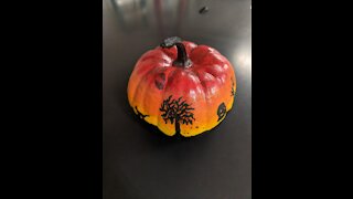 Painting my pumpkin (it started out white)