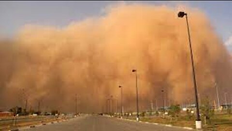 Dust storm on the road