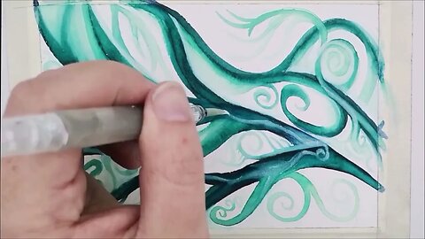 Blue to Green Color Shift As It Dries Abstract Art Timelapse With Fountain Pen Ink