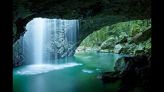 Mountain Stream Waterfall in a Cave Tunnel ASMR 1 hour