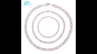 Pink opal pearl Gemstone Necklace 16inch barrel beads as atmosphere gift for making Jewelry