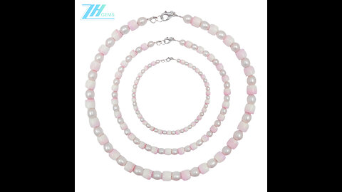 Pink opal pearl Gemstone Necklace 16inch barrel beads as atmosphere gift for making Jewelry