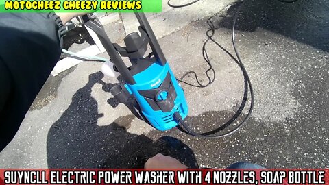 Suyncll Electric Power Washer with 4 Nozzles, Soap Bottle Car Washer, Home Garden Cleaning, Blue