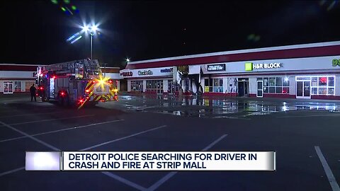 Police at scene of smash-and-grab turned building fire in Detroit strip mall