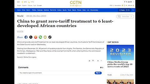 China to grant zero-tariff treatment to six least-developed African countries