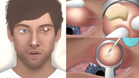 Satisfying, eye stye treatment animation - eye pimple - tingle sound [ASMR]