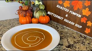 Roasted Pumpkin & Butternut Squash Soup (a simple Fall Harvest soup)