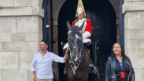 The kings guard stopped his horse biting the boy #horseguardsparade