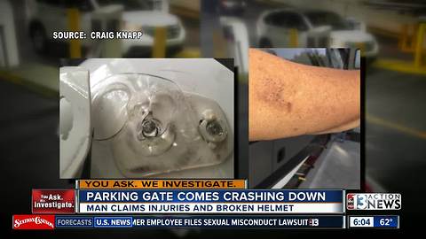 Casino parking gate blamed for damage and injury