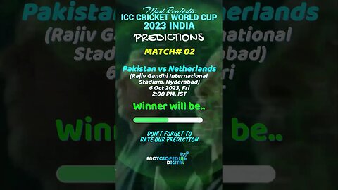 ICC World Cup 2023 Match 02 Prediction | Pakistan vs Netherlands Match Prediction | #CWC23Prediction