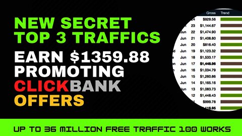 NEW Secret Top 3 Traffic To Earn $1359.88 Promoting ClickBank Offers | Affiliate Marketing
