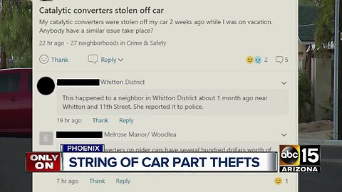 String of car part thefts in Phoenix