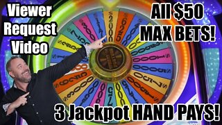 Viewer Request Video - Wheel of Fortune! All $50 max BETS! SO. MANY. HAND PAYS!!!!